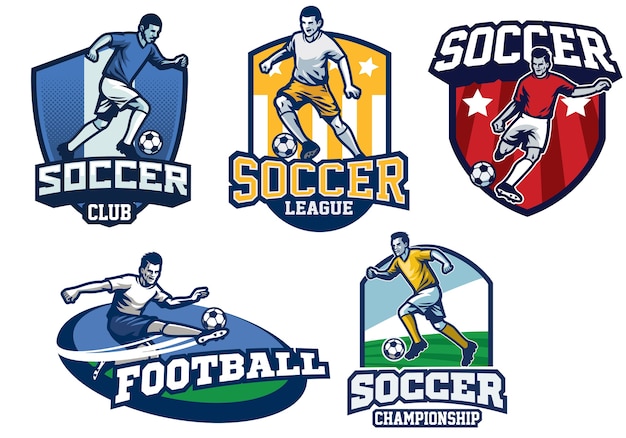 soccer badge design in set