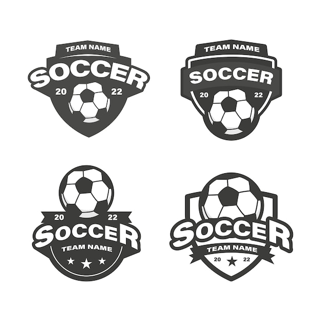 Soccer badge logo illustration with old black vintage style