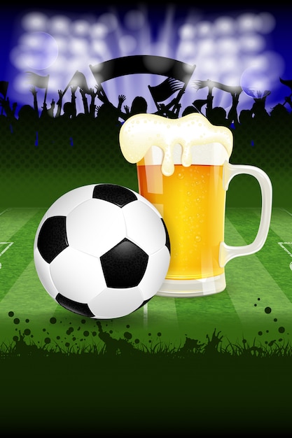 Soccer ball and beer