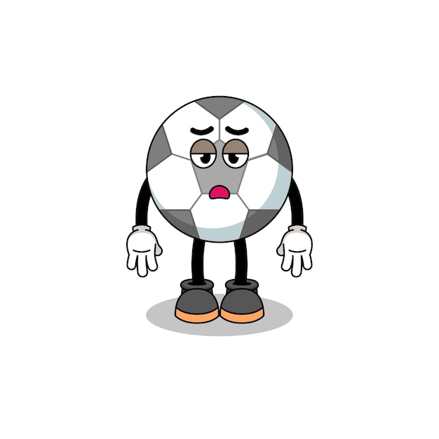 Vector soccer ball cartoon with fatigue gesture character design