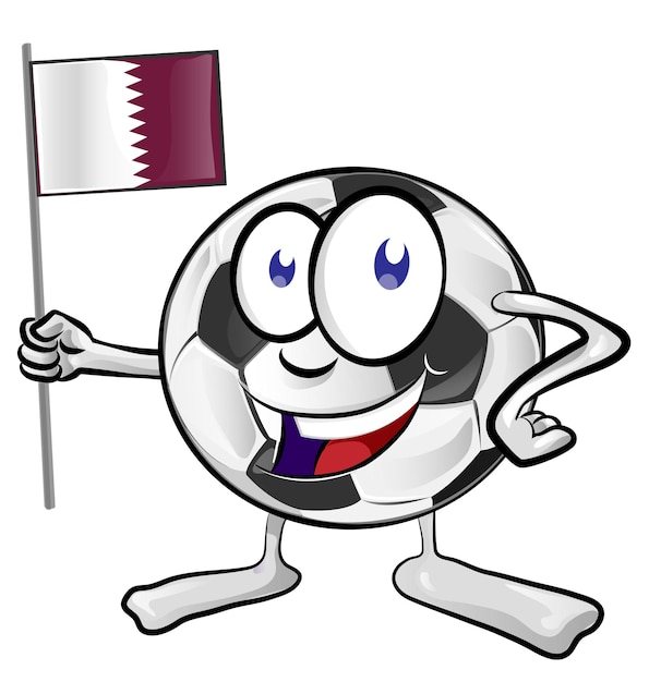 мультфильм футбольный мяч с флагом Катара