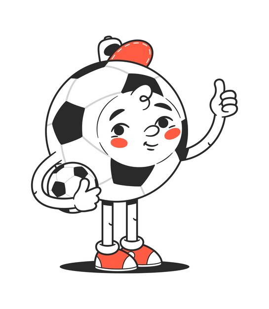 축구 공 캐릭터가 엄지손가락을 흔들고