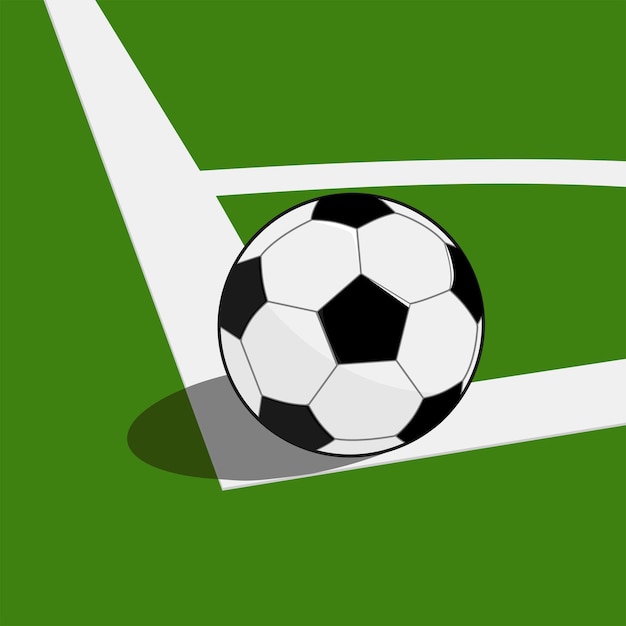 Soccer ball to corner in grass field line