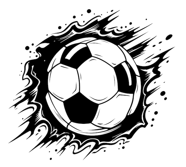 Soccer ball emblem hand drawn vector sports