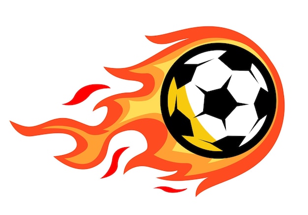 Vector soccer ball flying in flames