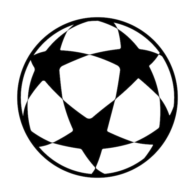 Vettore pallone da calcio o calcio piatto vettore icona semplice stile nero con stella