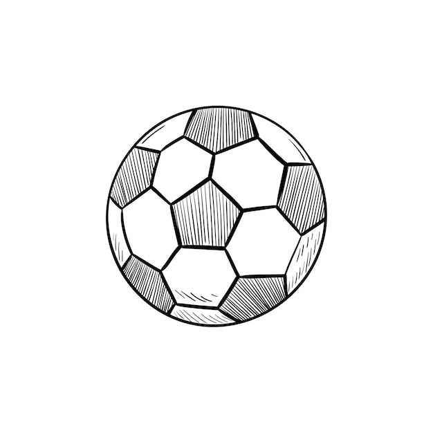 Icona di doodle di contorni disegnati a mano di pallone da calcio. competizione di calcio, attrezzatura da calcio, concetto di palla da gioco