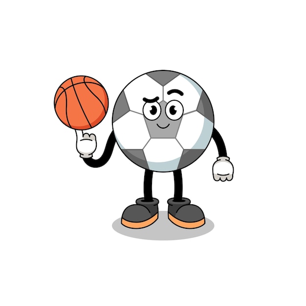Иллюстрация футбольного мяча как дизайн персонажа баскетболиста