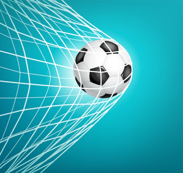 Vector soccer ball into the net. goal