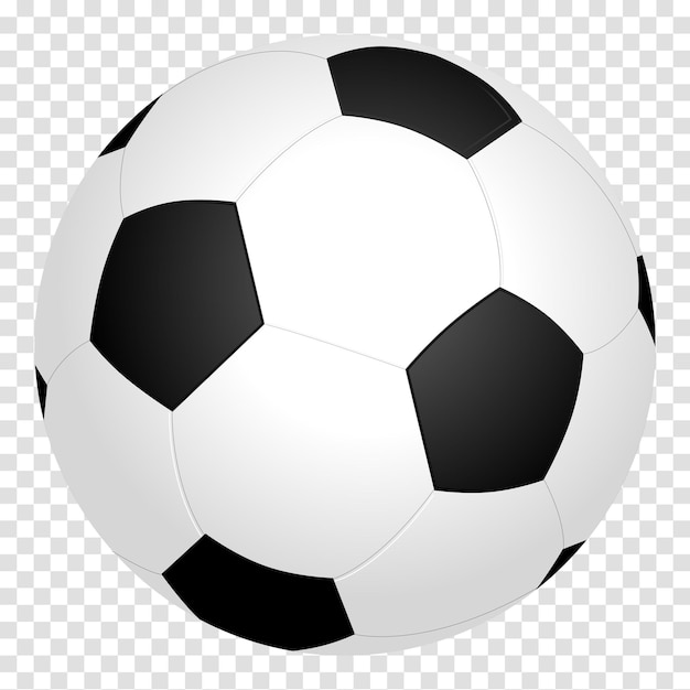 a soccer ball is on a transparent background with a black and white soccer ball