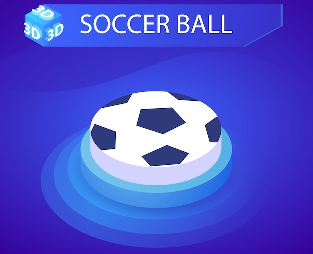 Soccer ball isometric design icon Vector web illustration 3d colorful concept