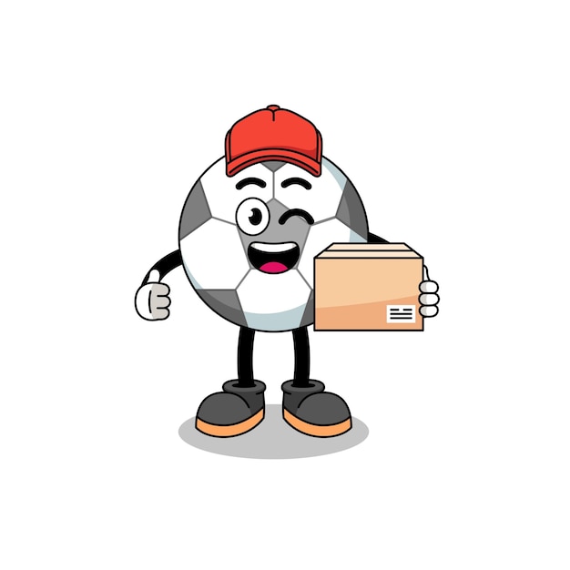 Soccer ball mascot cartoon as an courier character design