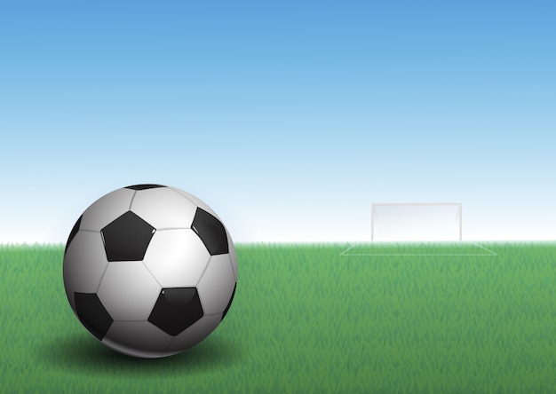 ベクトル 芝生のサッカーボール