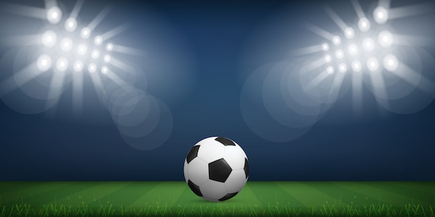 Vector soccer ball in soccer field stadium background