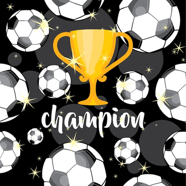 soccer ball and trophy seamless pattern