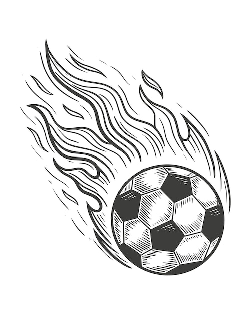 Vector soccer ball vintage drawing. vector illustration