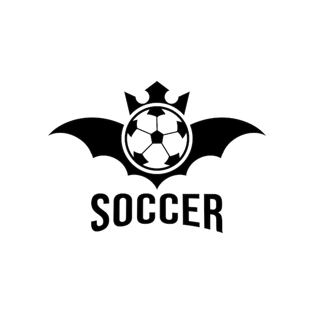 Логотип футбольного мяча и крыльев, значок футбольной команды.
