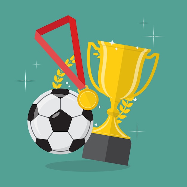 Vector soccer ball with achievement awards