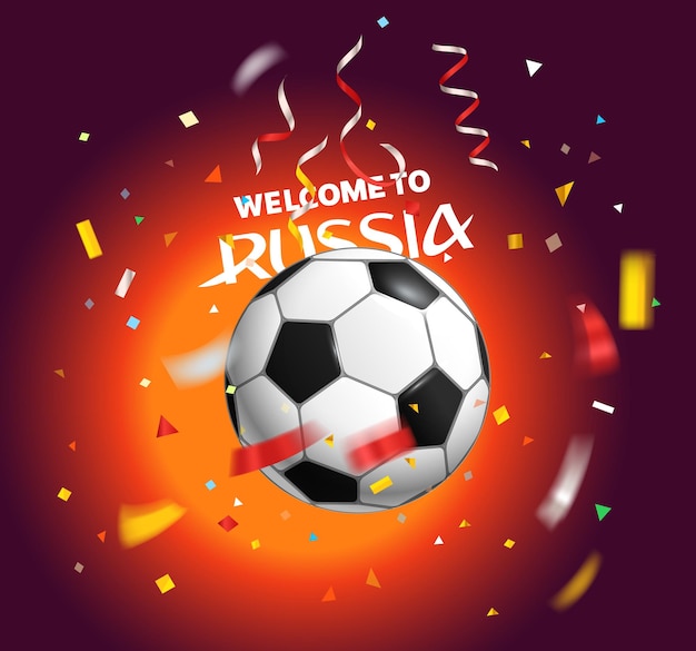 Soccer ball with confetti. World competition concept