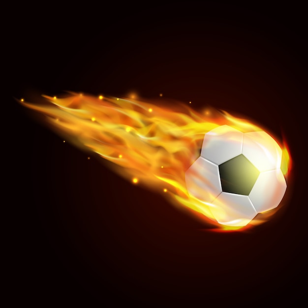 Vettore pallone da calcio con illustrazione effetto fuoco