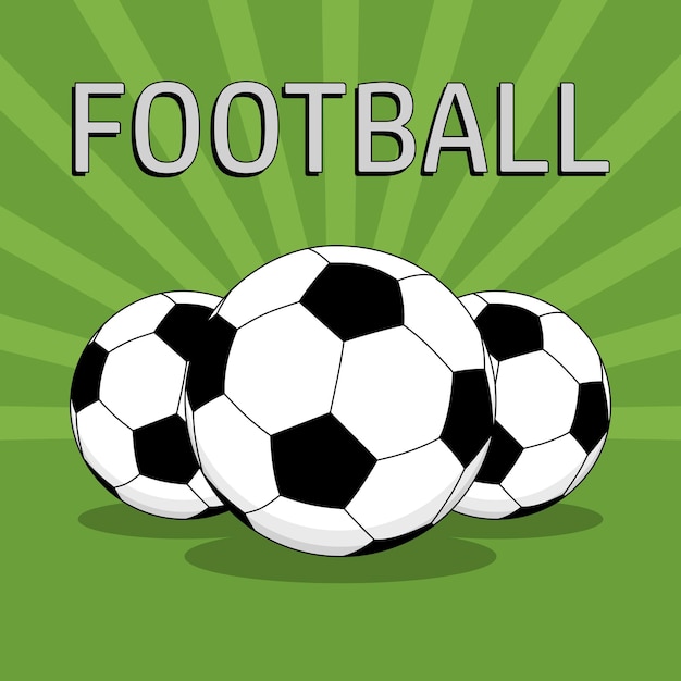 Vector soccer balls on green background. football poster design