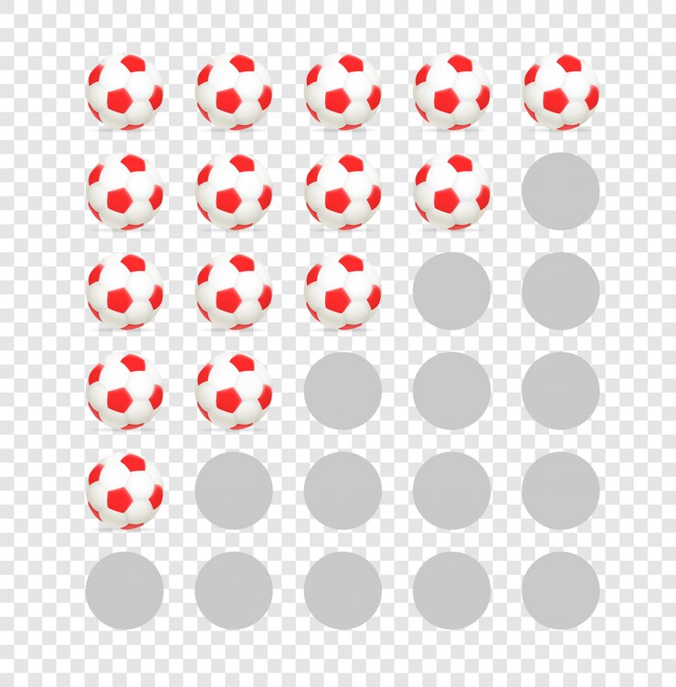 Vector soccer balls rating template isolated on transparent background
