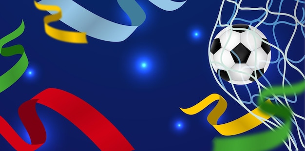 Soccer banner with colorful ribbons