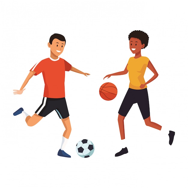 Vector soccer and basketball players