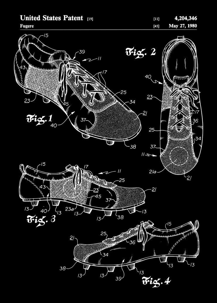 Vector soccer boots patent football boots art