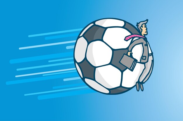 Vector soccer business or businessman hit by giant ball