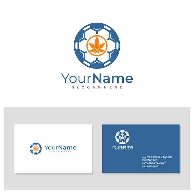 Soccer cannabis logo with business card template creative cannabis logo design concepts