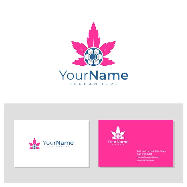 Soccer Cannabis logo with business card template Creative Cannabis logo design concepts