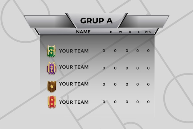 Soccer championship broadcast background with soccer group table