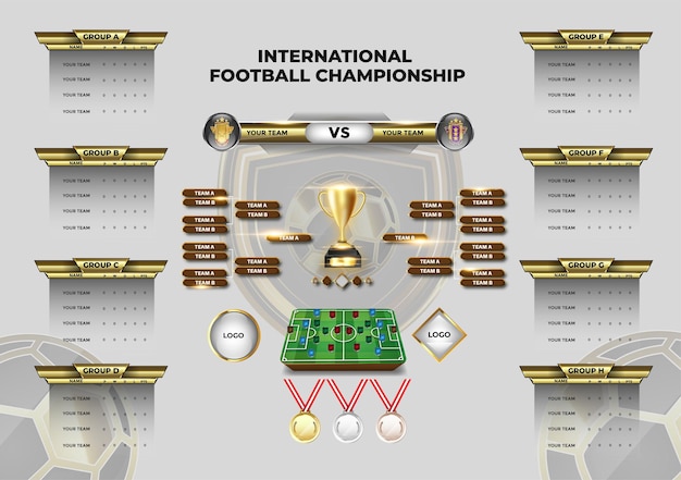 Soccer championship broadcast background with soccer group table