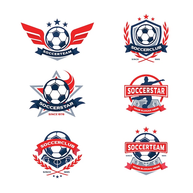 Set di badge di soccer club, emblema di calcio