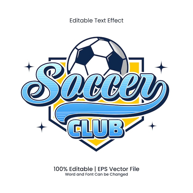 Soccer club emblem logo elements text effect editable vintage style