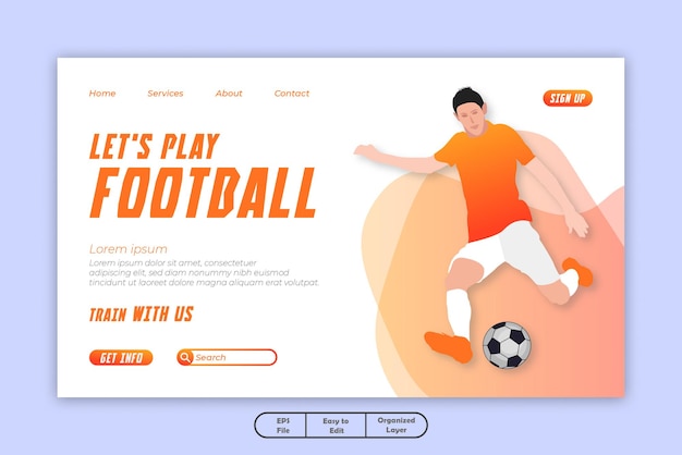 Vector soccer club football landing page illustration design