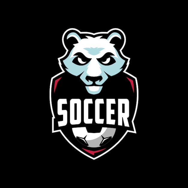 Vector soccer club panda logo design premium