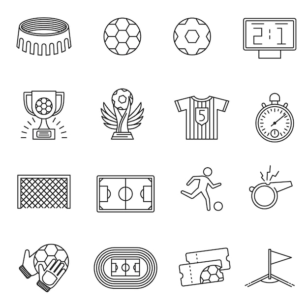 Soccer competition line icons.