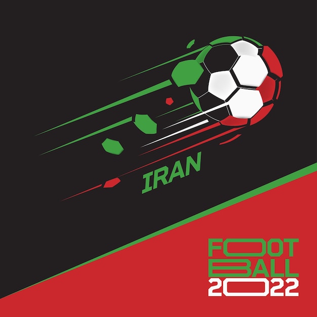 Torneo di coppa di calcio 2022. calcio moderno con motivo a bandiera dell'iran