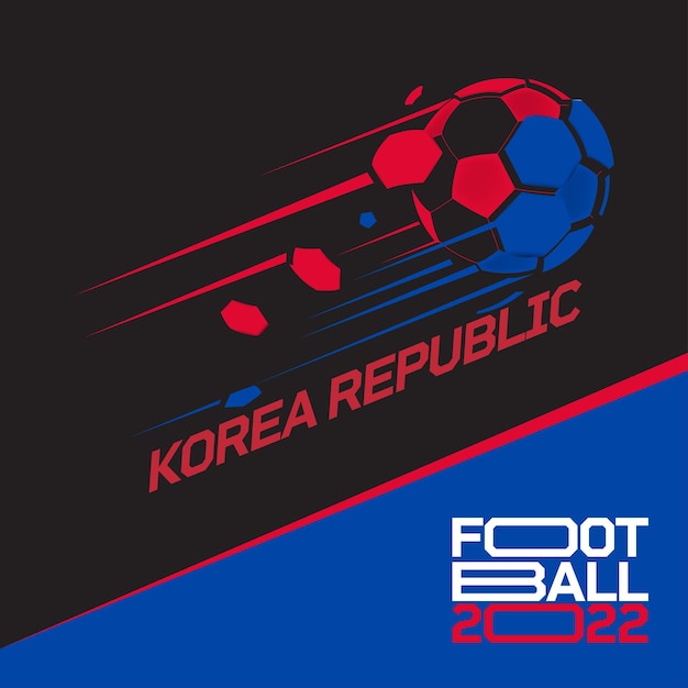 Torneo di coppa di calcio 2022. calcio moderno con repubblica di corea, modello di bandiera della corea del sud