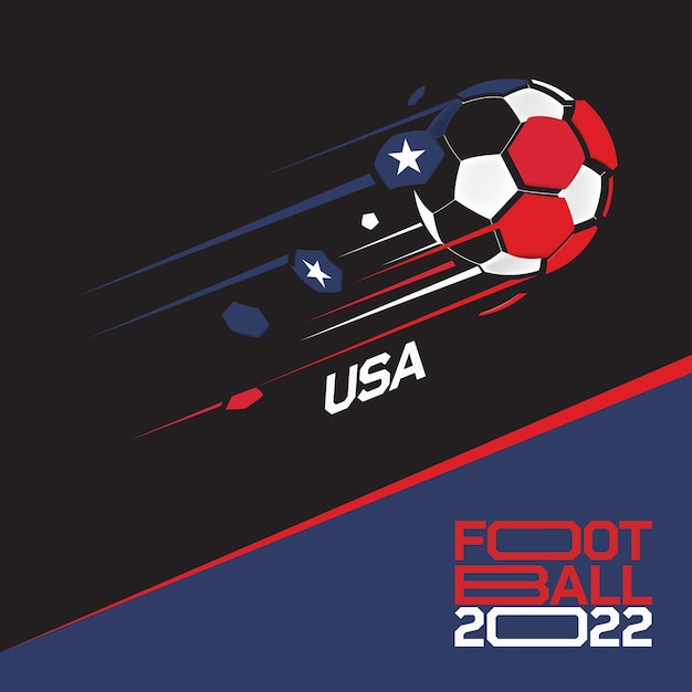 Vector soccer cup tournament 2022 . modern football with usa flag pattern