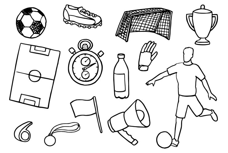 サッカーのドゥードルセット ベクトルイラスト