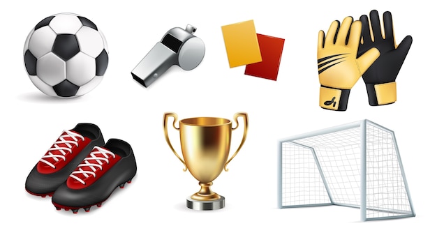 Soccer elements in realistic style