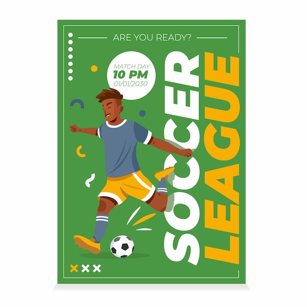 Soccer flat hand drawn poster