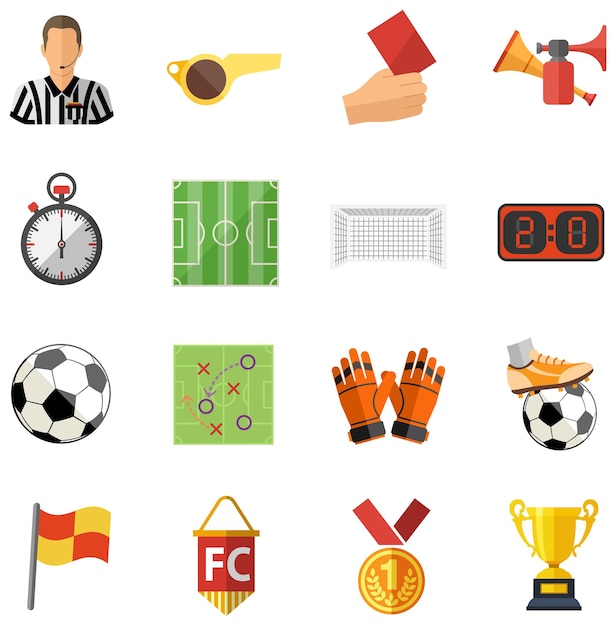 Soccer Flat Icon Set