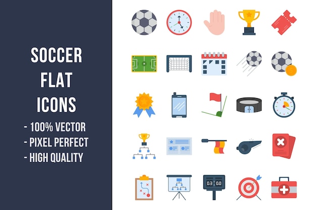 Soccer Flat Multicolor Icons