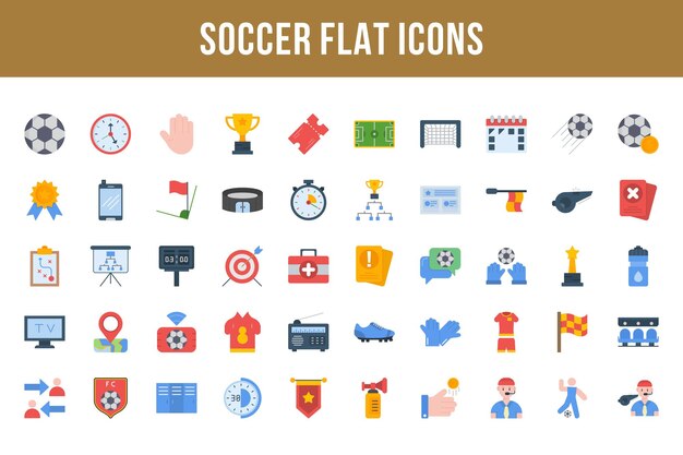 Soccer Flat Multicolor Icons