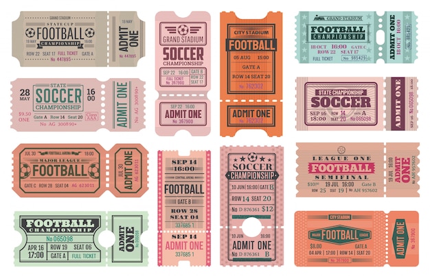 Soccer or football admit one ticket templates