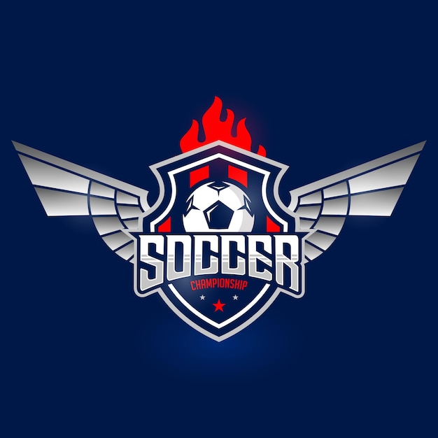 Soccer Football Badge Logo Design Templates. Sport Team Identity isolated on blue Background